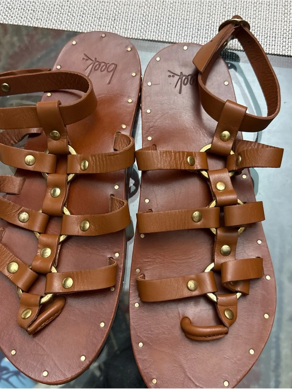 beek Crane stud  Leather Gladiator Sandals in Tan, size 8, handmade. - Picture 4 of 16